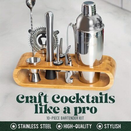 Bartending Tools, 10pcs Bartending Tools with Stand, 25oz Bar Cocktail Shaker Set, Professional Stainless Steel Bartending Tools for Home, Bar and Holiday Parties - Christmas, New Year's and Valentine's Day Gifts